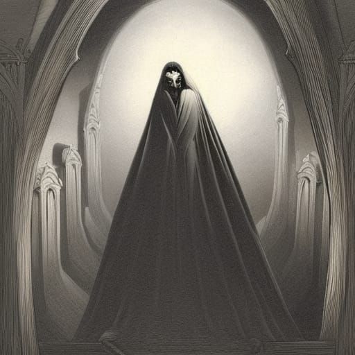 Terrifying Vampire Emerges, Horror Illustration