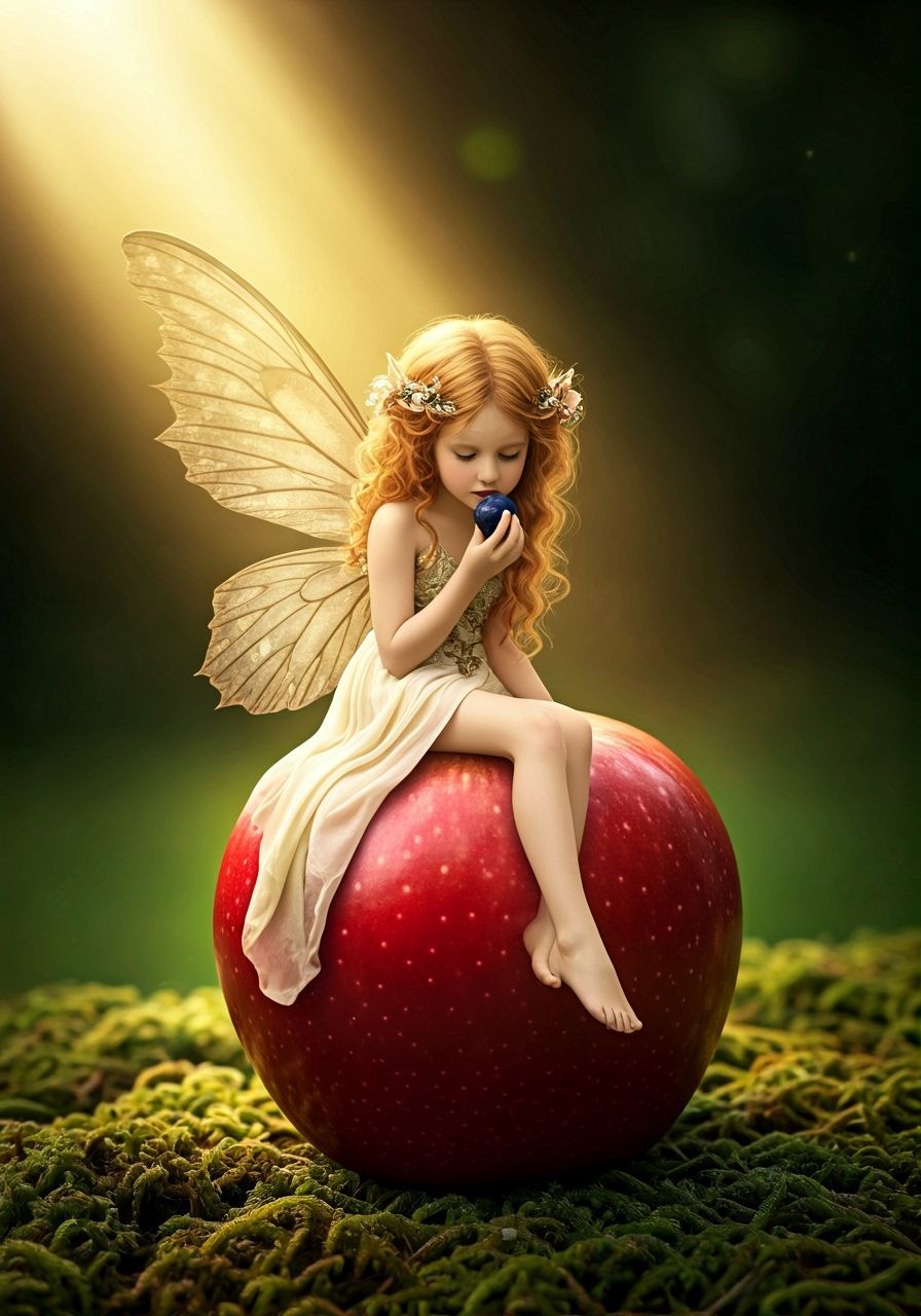 Fairy Savoring Blueberry in Enchanted Forest