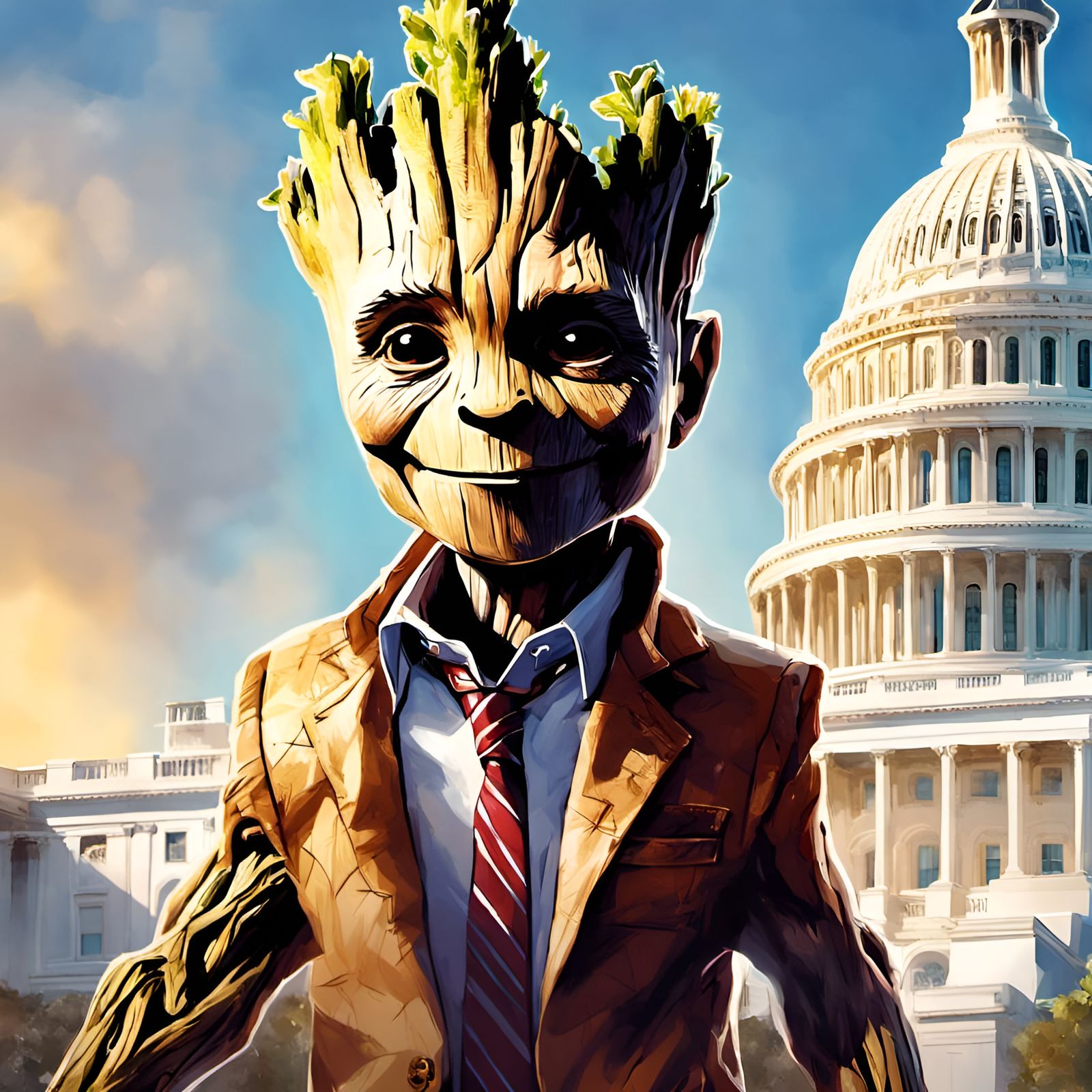 Groot Gingrich Portrait in Digital Illustration Style