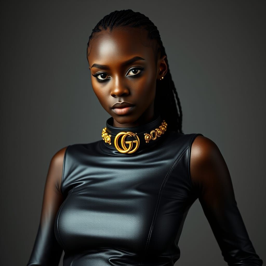 Sleek Ebony Goddess in High Fashion Attire