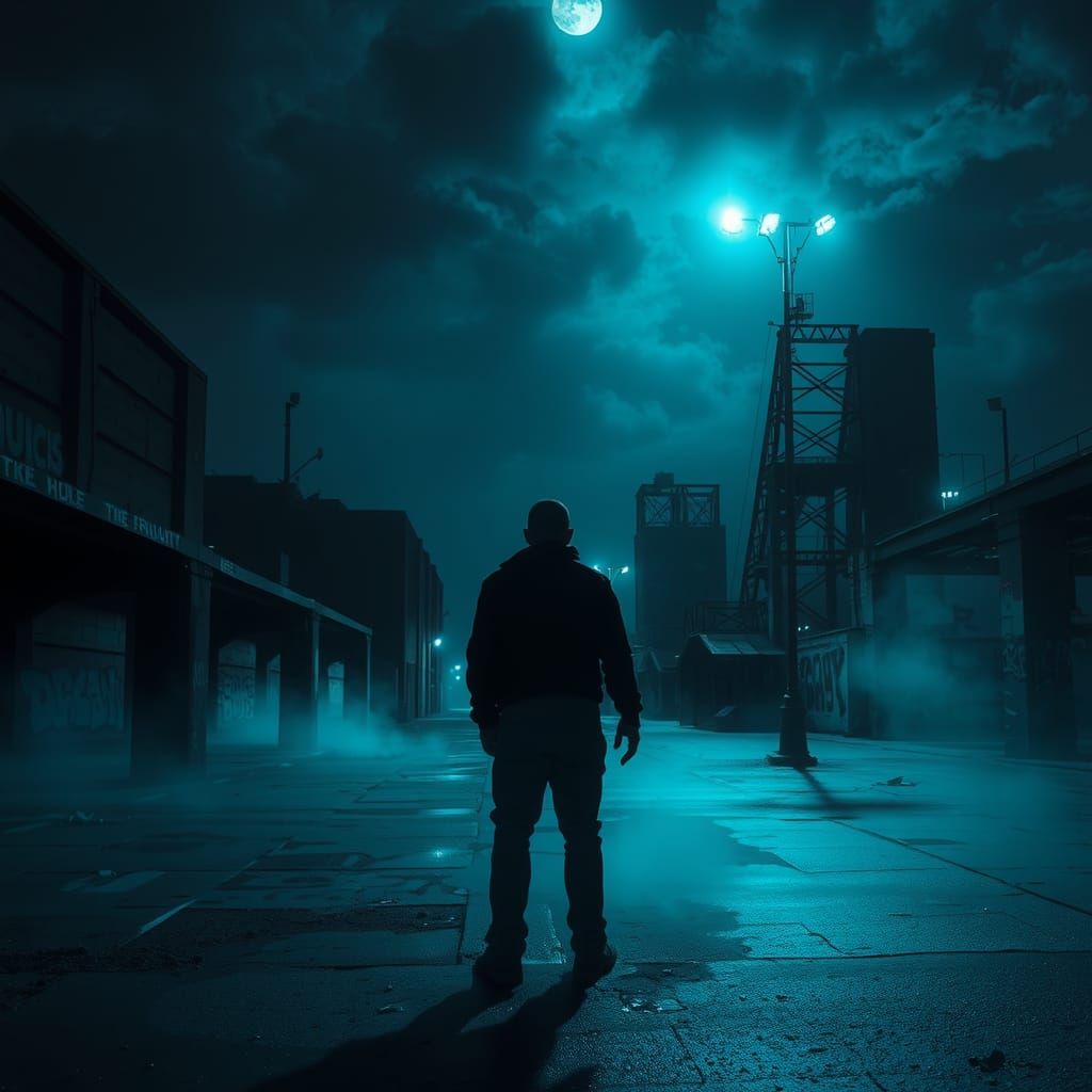 Desolate Cityscape at Night: Cinematic Solitude