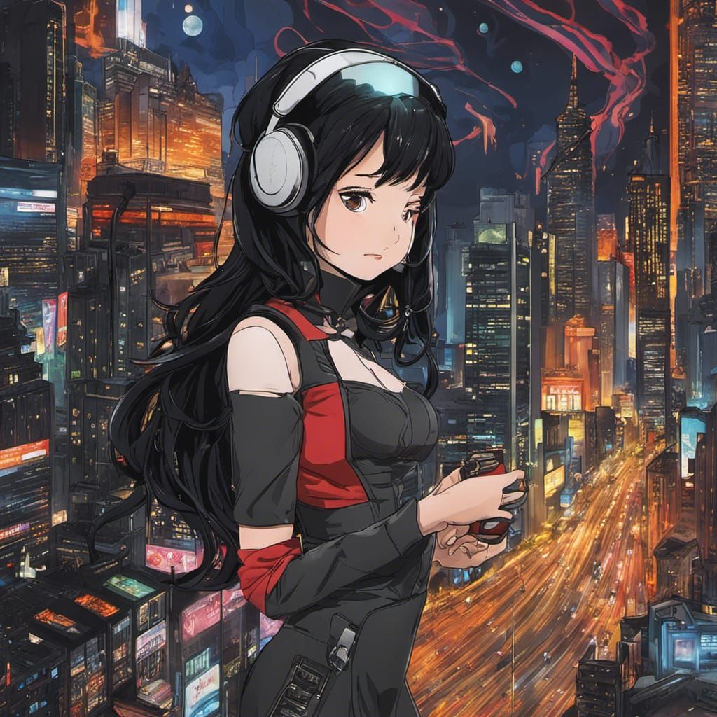 Cyberpunk Indonesian Woman in Latex Outfit