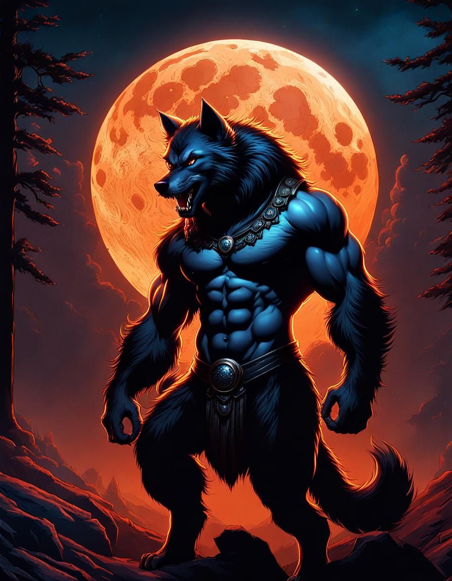 Full Moon Werewolf Fantasy Portrait