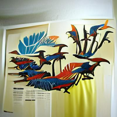Birds of Paradise in Woodcut Style