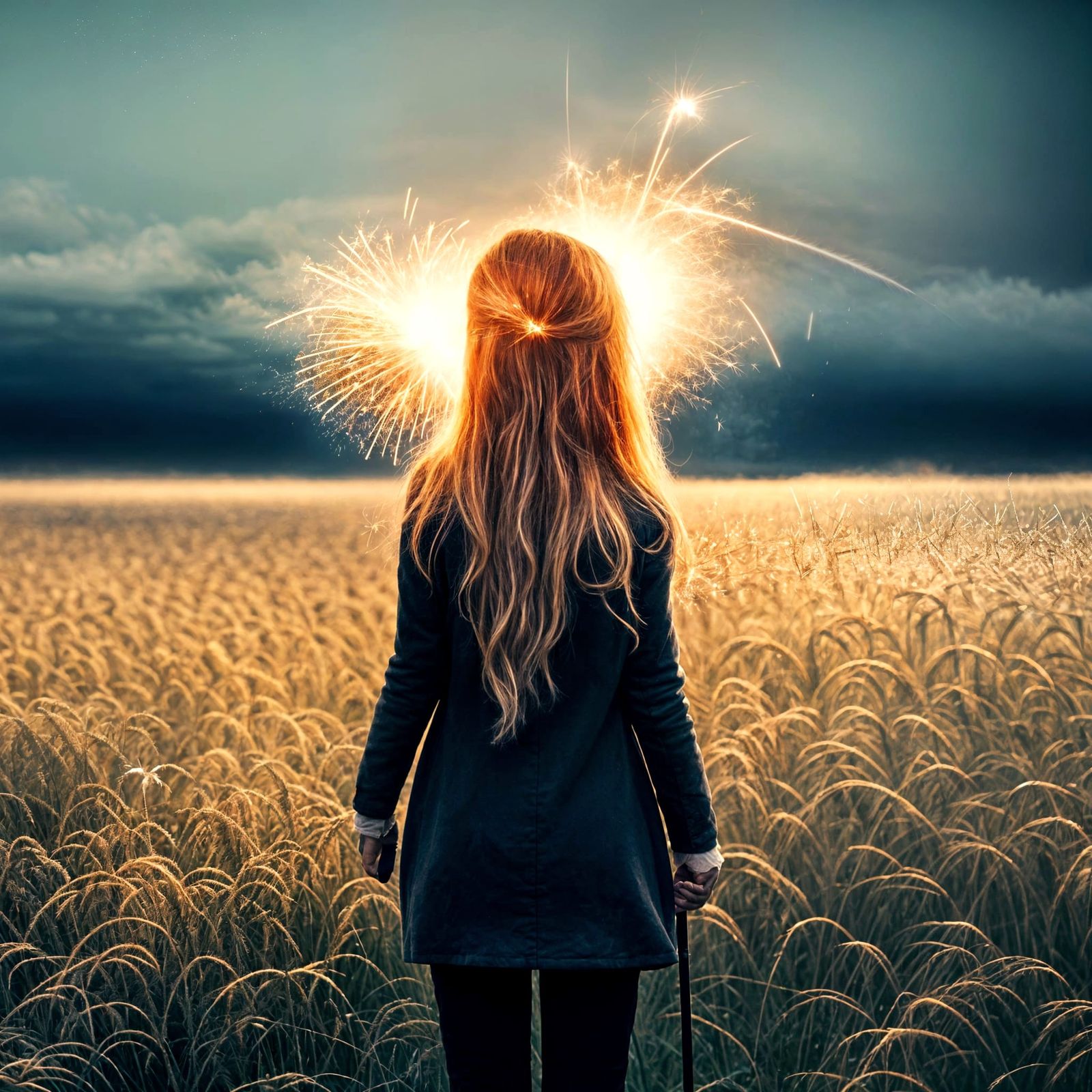 Girl with Sparklers Visits Earth: Hyperrealistic Cinematic I...