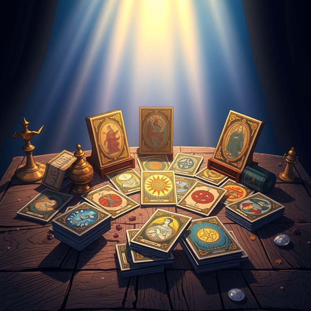 Mystical Tarot Scene in Anime Style