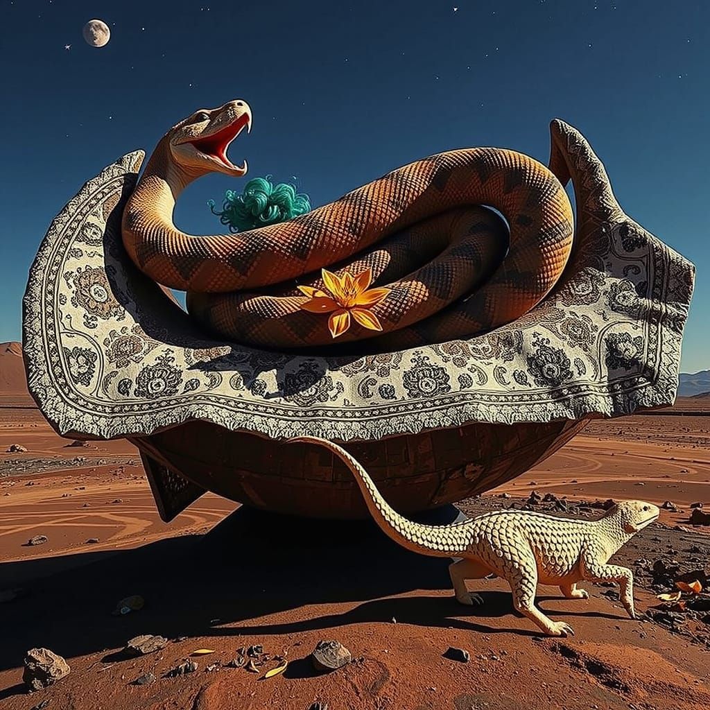 Mythical Chimera With Teal Hair in Vivid Colors