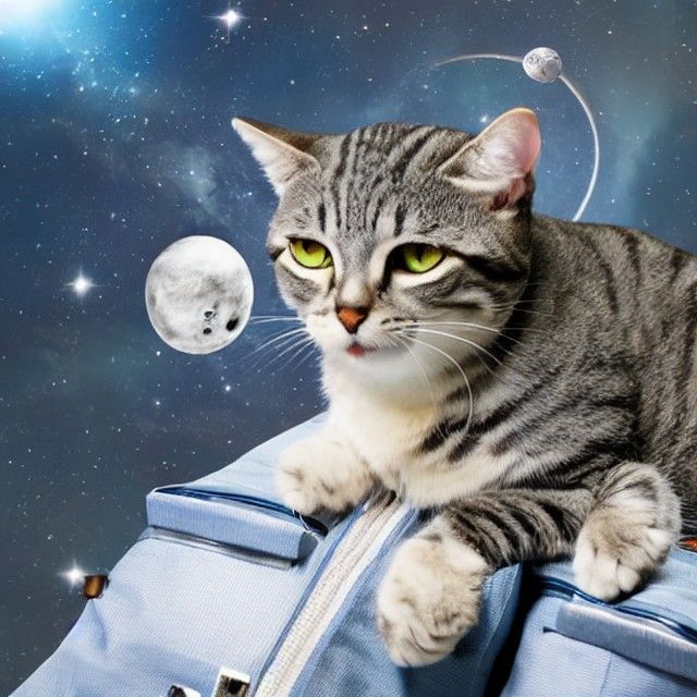 Grey Tabby Cat Astronaut in Space