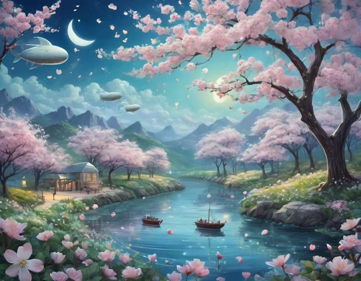 Pastel Steampunk Airships Radiate Moonlight