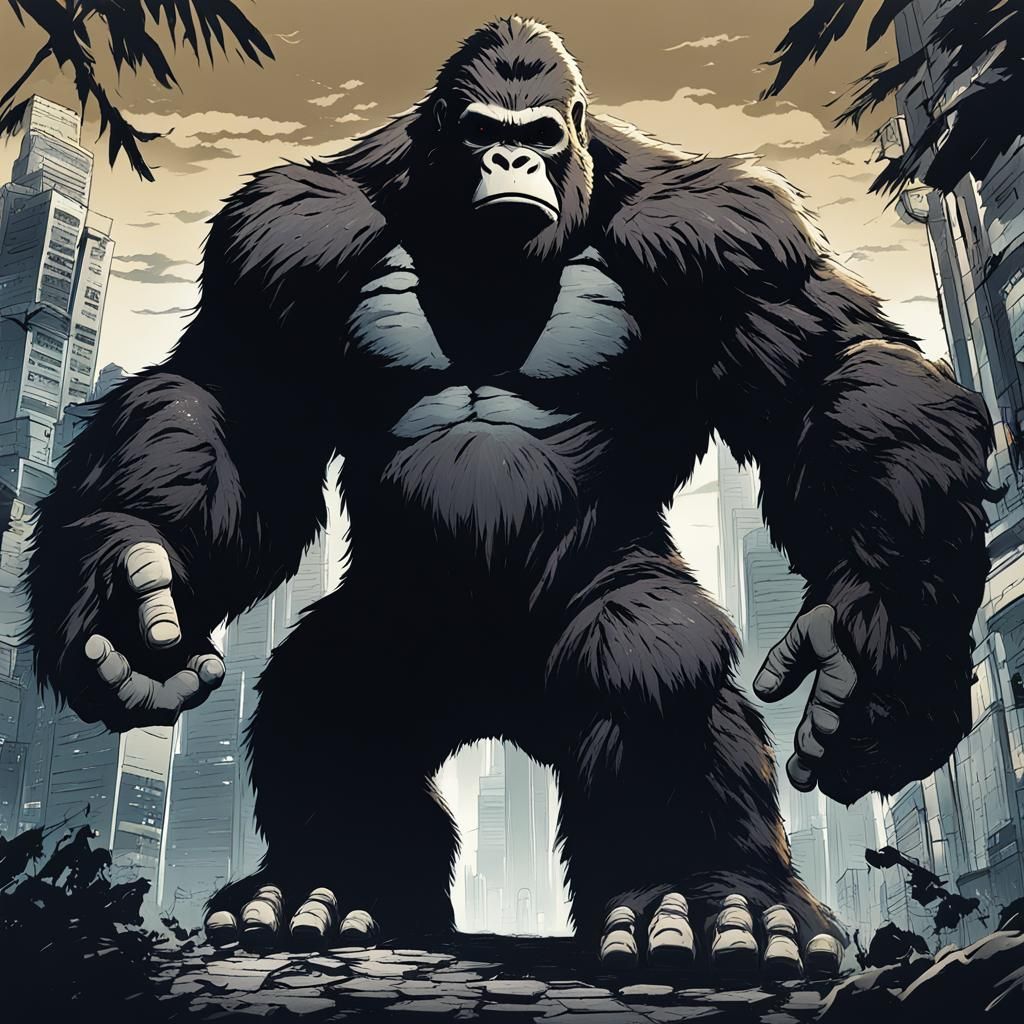 King Kong in Cel-Shaded Anime Style