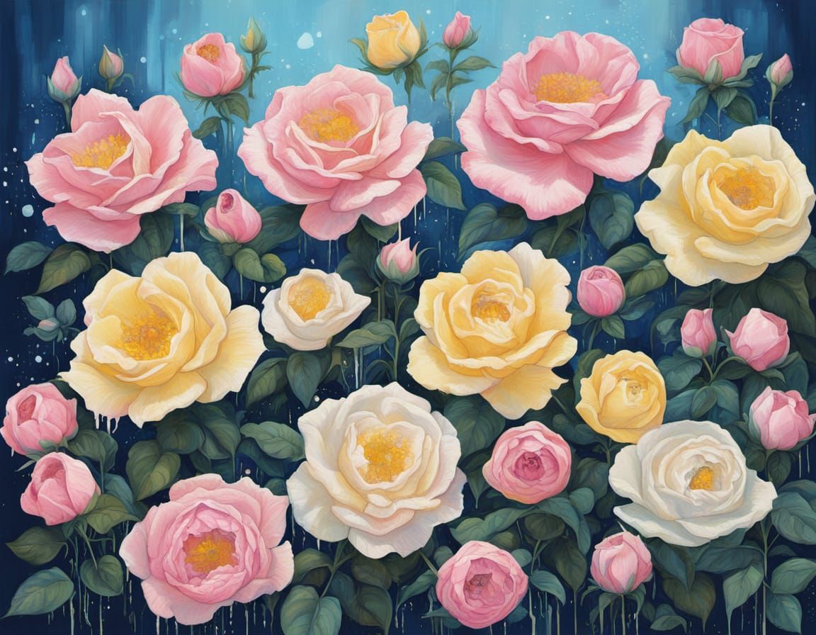 Cyberpunk Painting of Pink and Blue Rose Blend