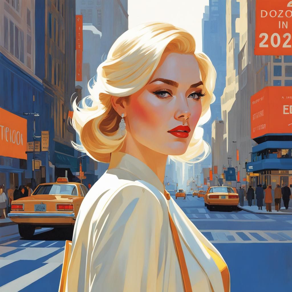 a highly detailed illustration of a beautiful young women in...