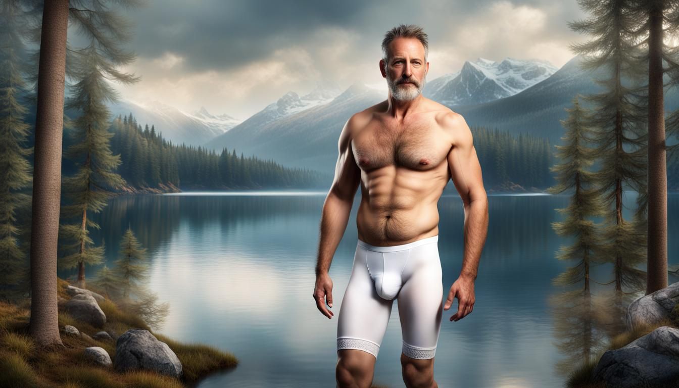Attractive Man Poses Shirtless in Boots: Hyper-Realistic Pai...
