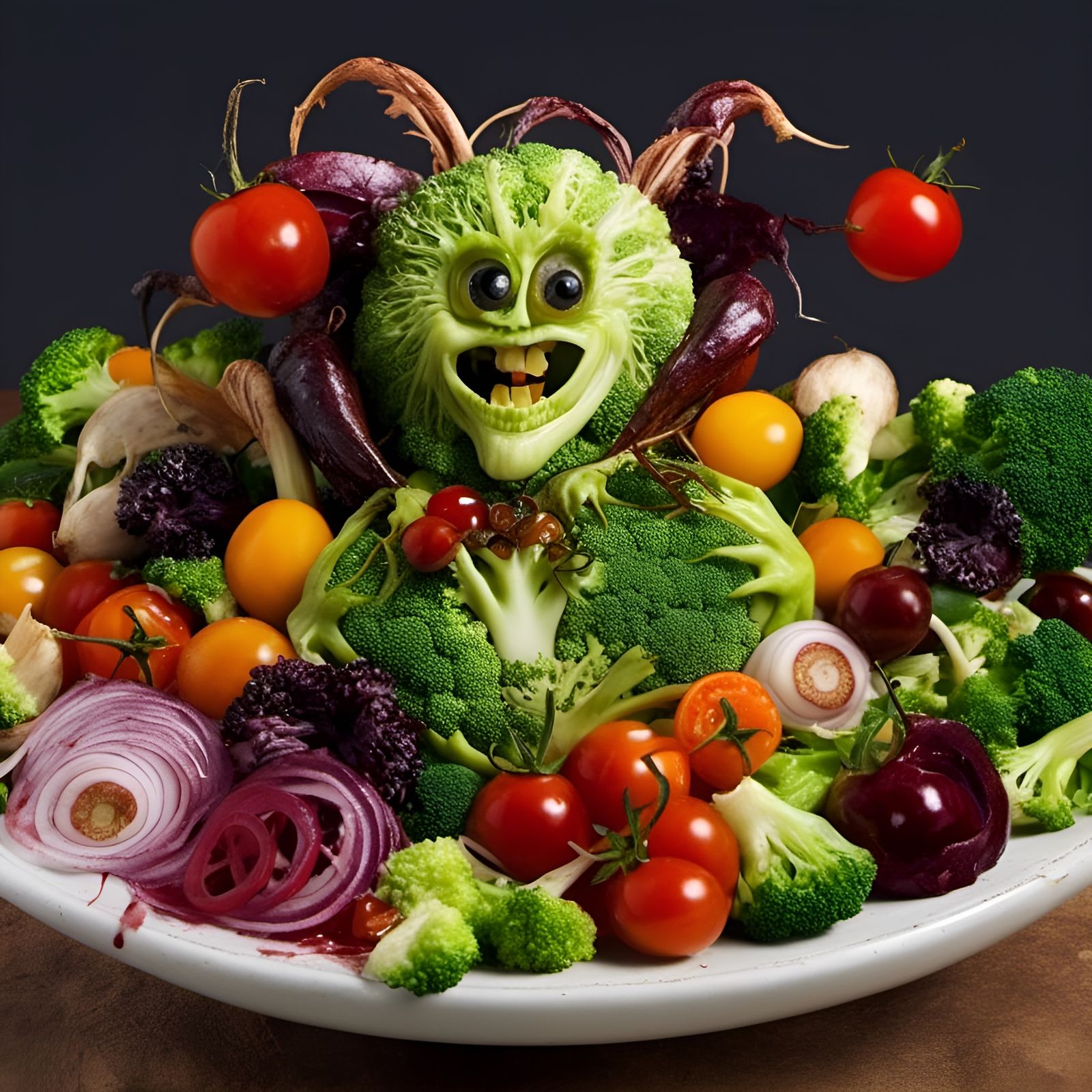 Horror Salad Bowl with Human Body Parts