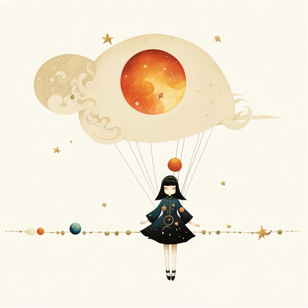 Girl in Space Art, Illustrative Style