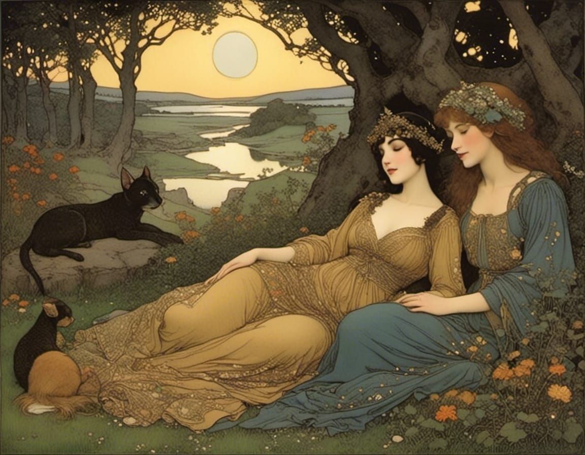 Evocative Dreamscape of Love and Sleep