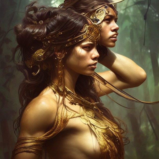 Jungle Warrior Women: Hyperdetailed Fantasy Portrait