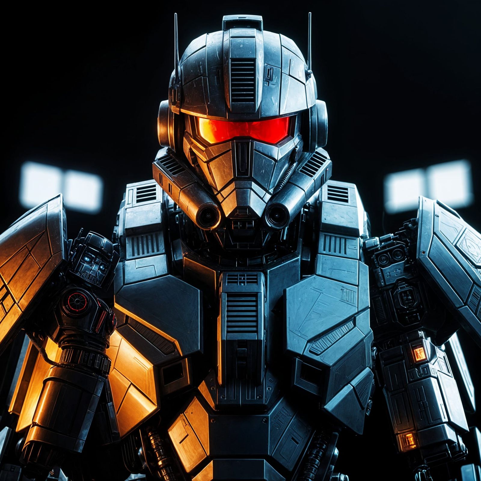 Retro-Futuristic Transformer Robot in Imperial TIE Fighter A...