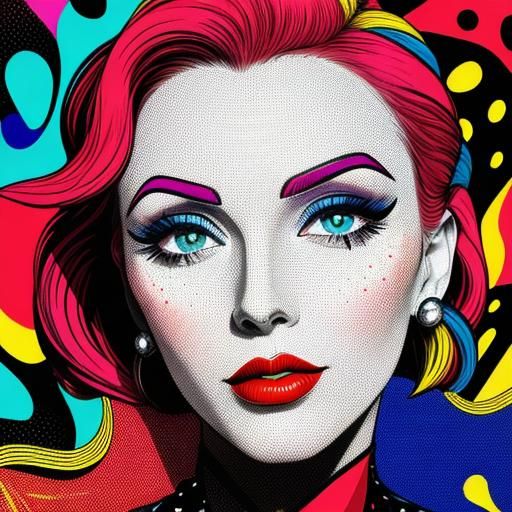 Vibrant Pop Art Portrait in Graphic Cartoon Style