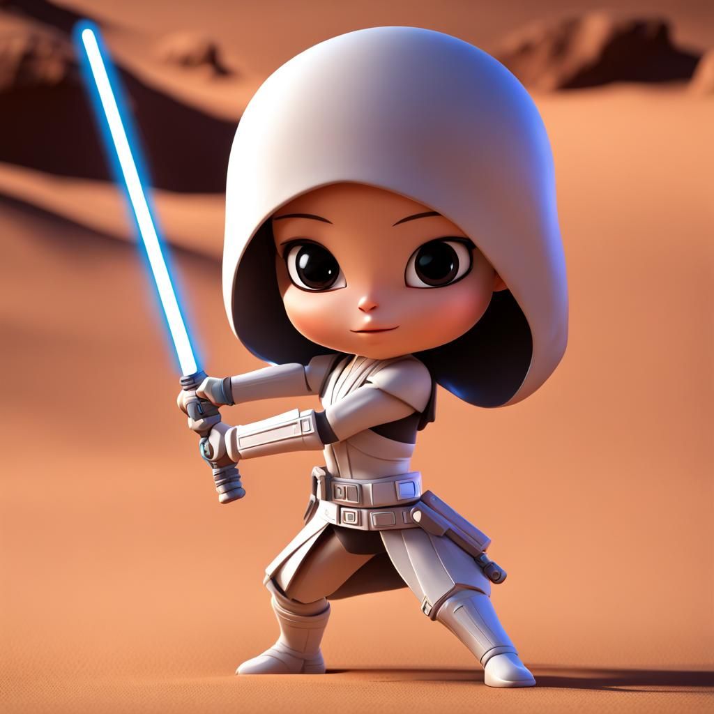 Chibi Princess Leia in Desert Fight