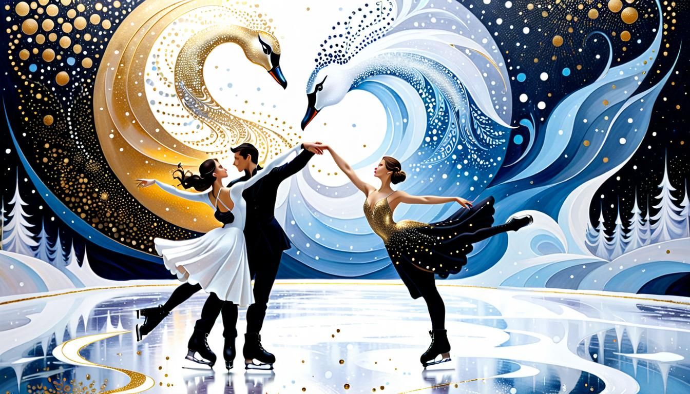Swan Lake: Figure Skating in Art Nouveau Style