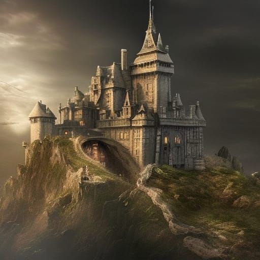 Dramatic Haunted Castle Ghost Digital Painting