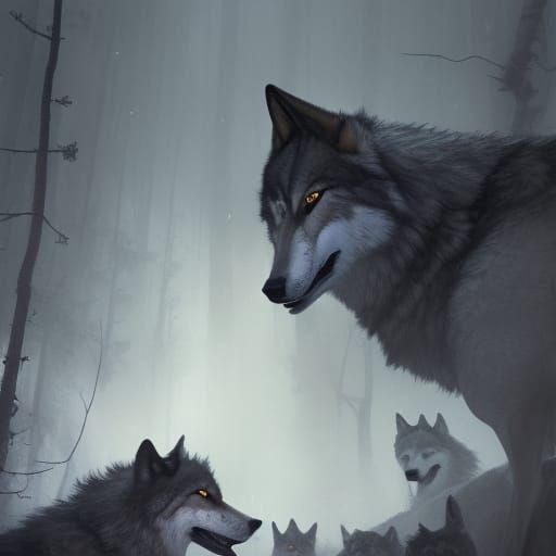 Wolves in Forest: Dark Fantasy Concept Art