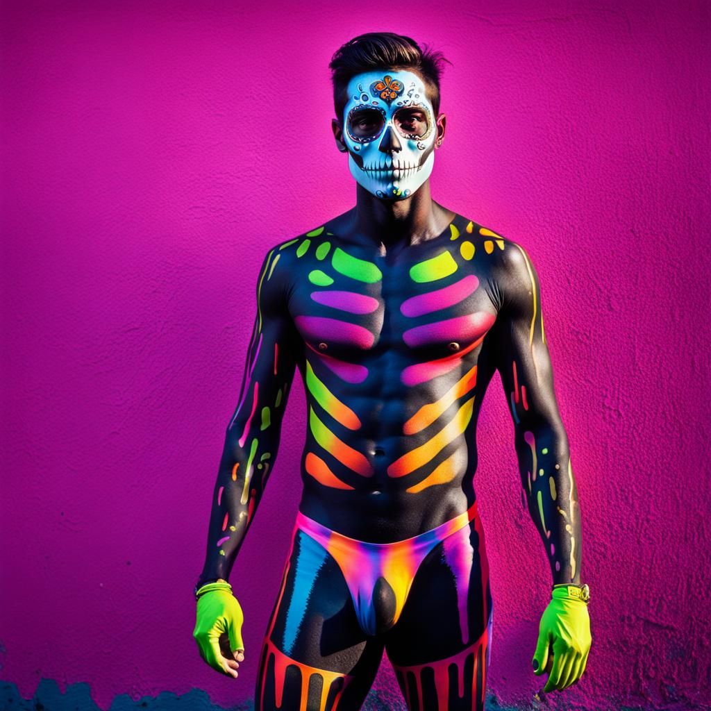 Day of the Dead Celebration in Graffiti Art Style