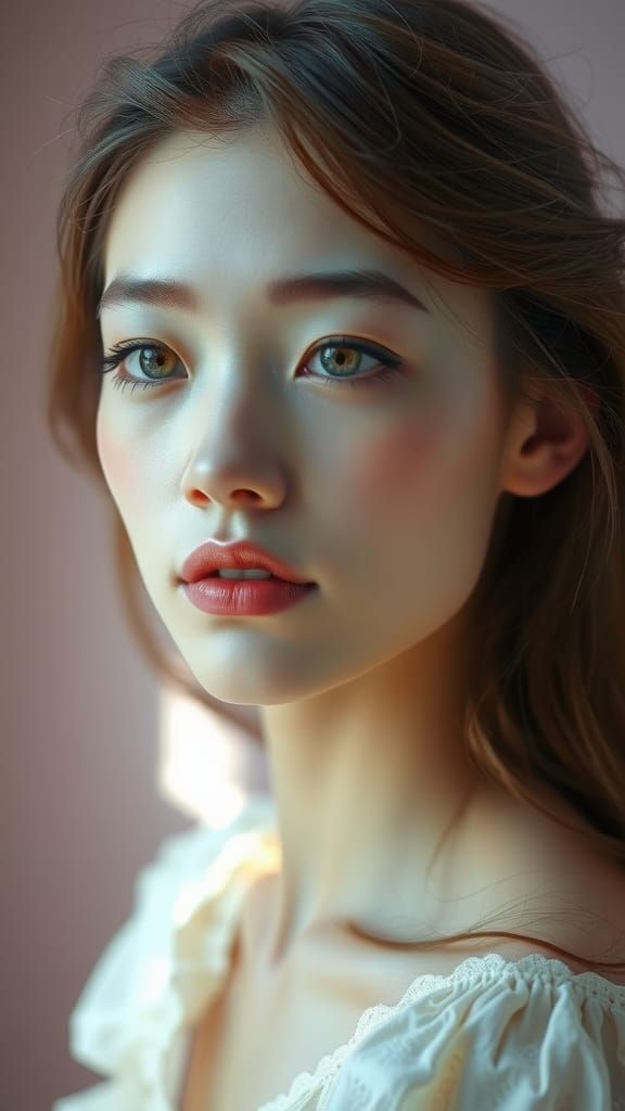 Ethereal Woman Portrait in Pastel Hues