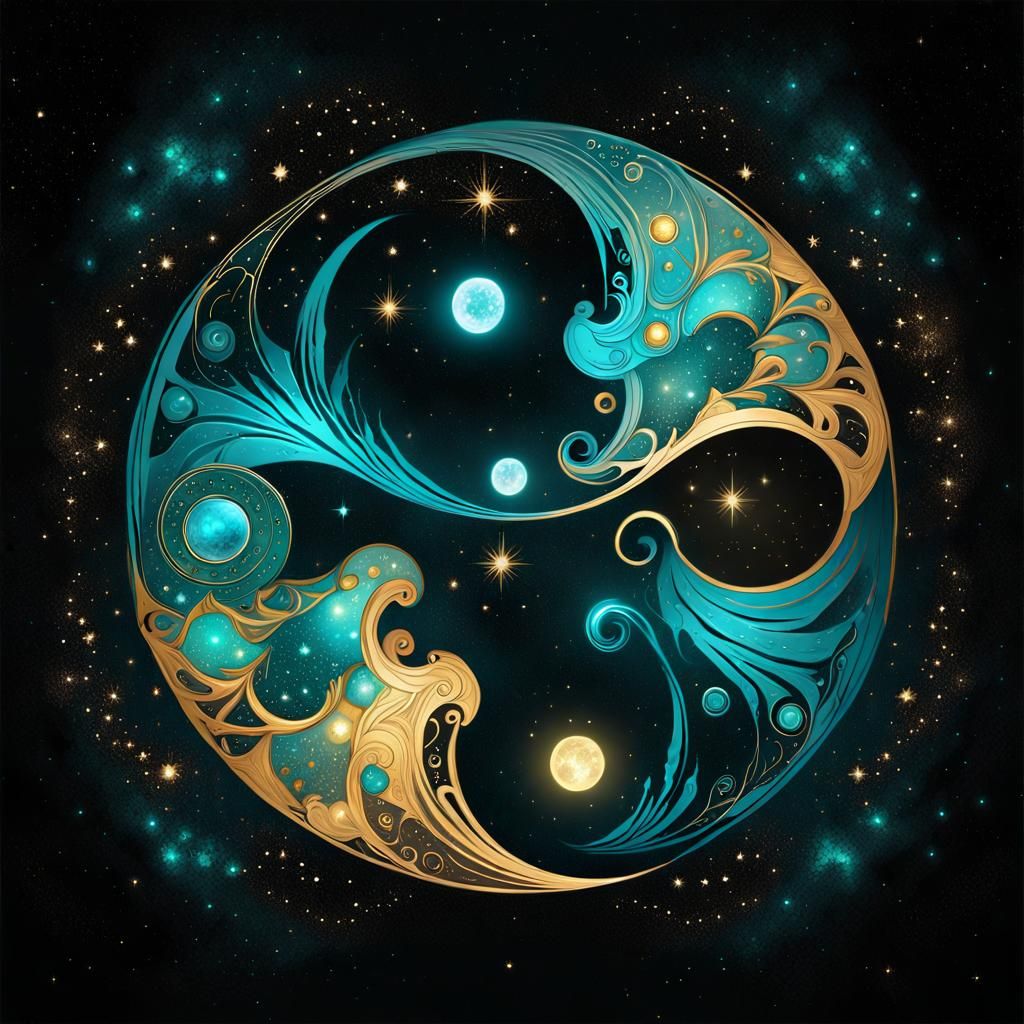 Bioluminescent Galaxy Yin Yang Portal Concept Art
