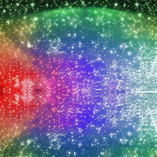 Arcangels Dance in Starry Sky with Rainbow Prism