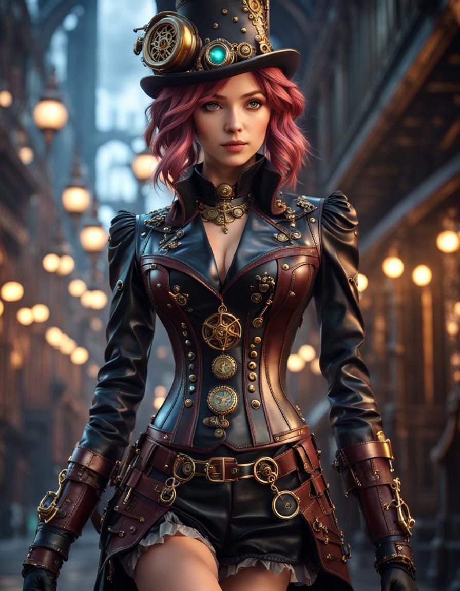 Steampunk Anime Girl in Detailed Digital Portrait