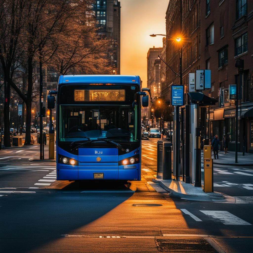 The Blue Bus Stop on a Workday