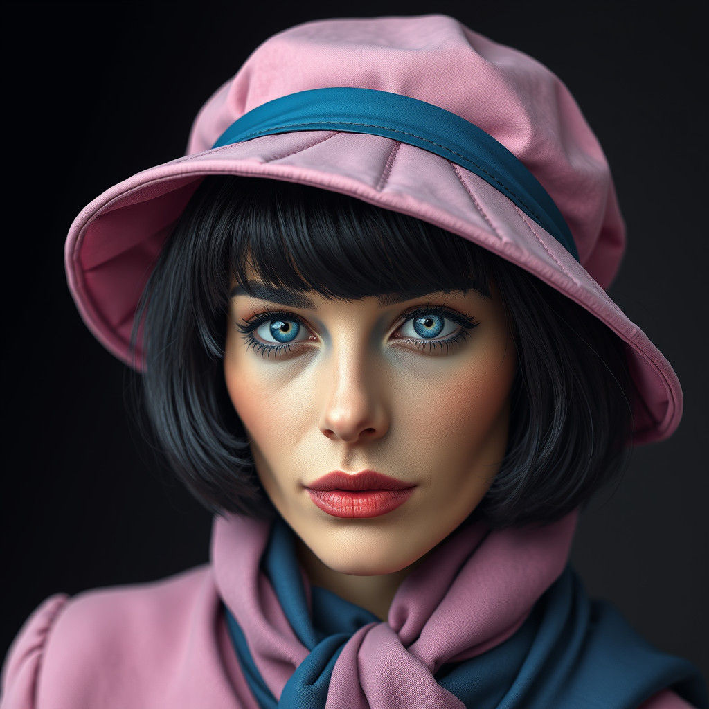 Roaring Twenties Woman with Peacock Feather, Art Nouveau Sty...