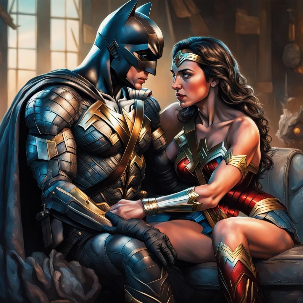 Wonder Woman and Batman: Hyperrealistic Splash Art