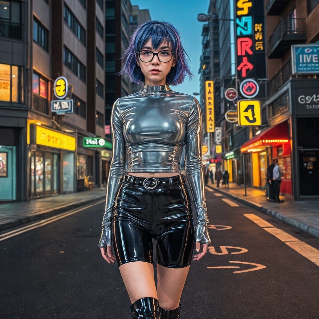 Cyberpunk Fashion Icon Struts Down City Streets