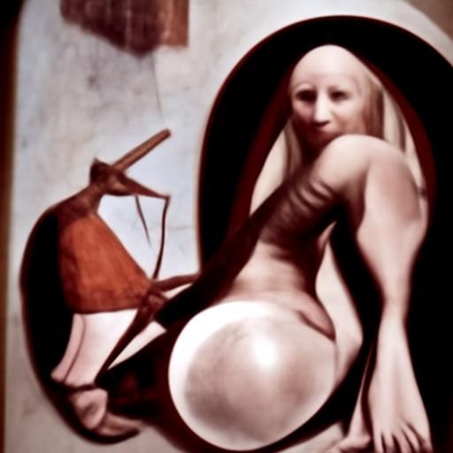 Surreal Nude Figure Inspired by Bosch
