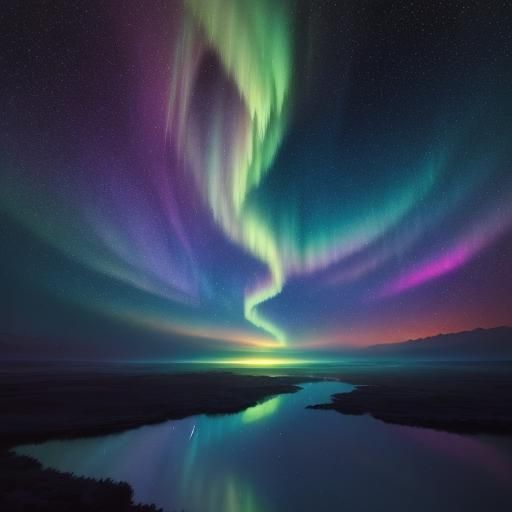 Astral Figure Emerges From Cosmic Vortex in Oil Painting