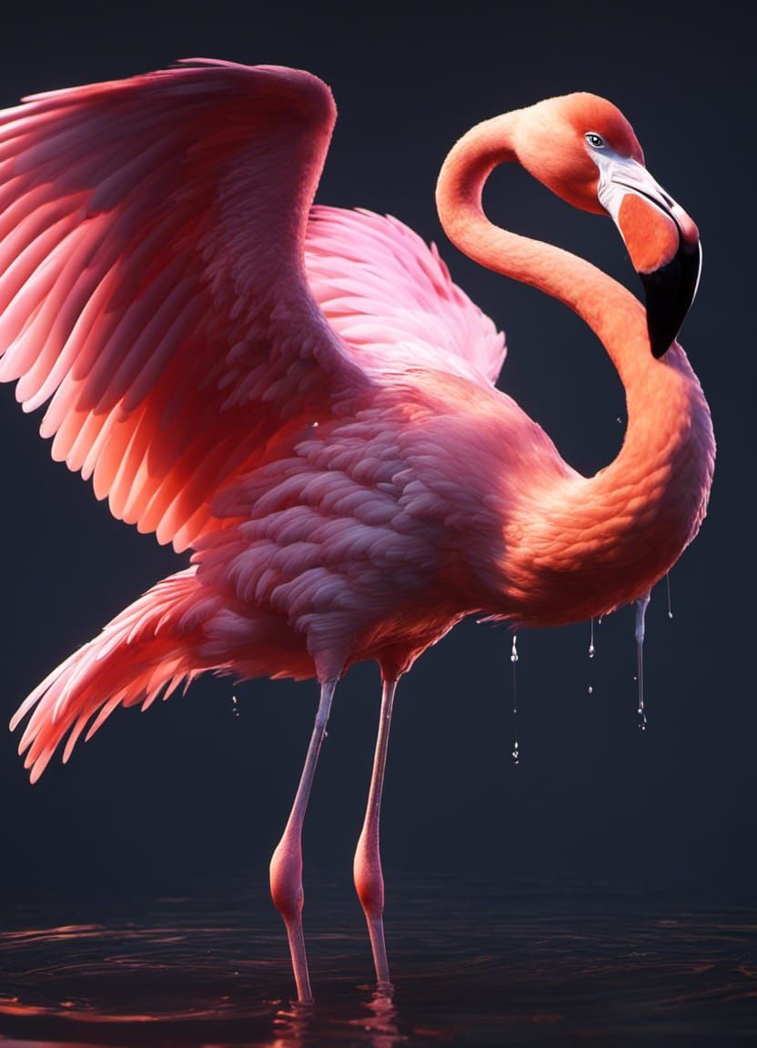 Majestic Flamingo Portrait in Dynamic Lighting