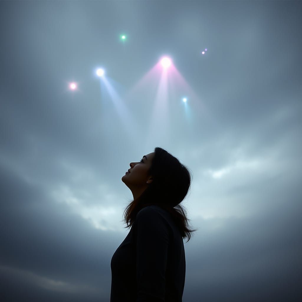 Ethereal Gray Sky with Holes to Another Realm