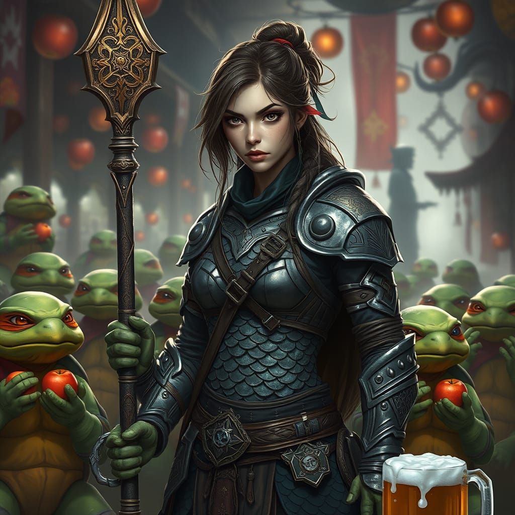 Shadar-Kai Fighter in Steampunk Fantasy Market with Ninja Tu...