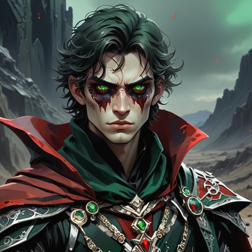 Young Villain in Desolate Wasteland, Dark Fantasy Art