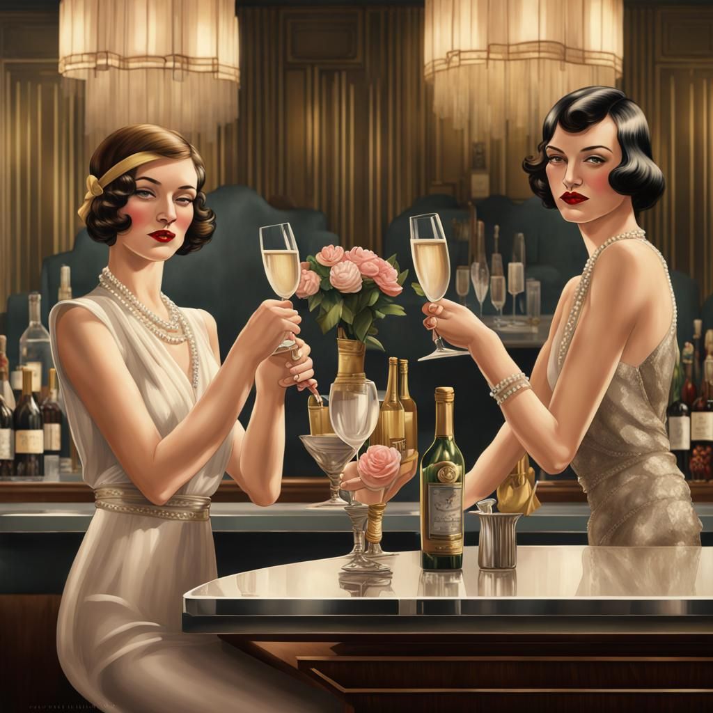 Elegant 1930s Art Deco Speakeasy Bar