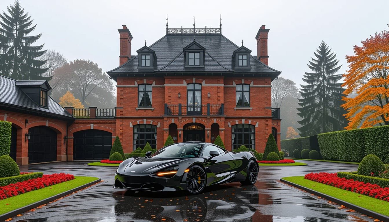 Victorian Chateau with McLaren in Misty Autumn