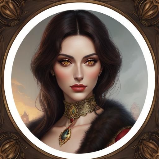 Elegant Imperial Princess with Ruby Diadem, Matte Painting