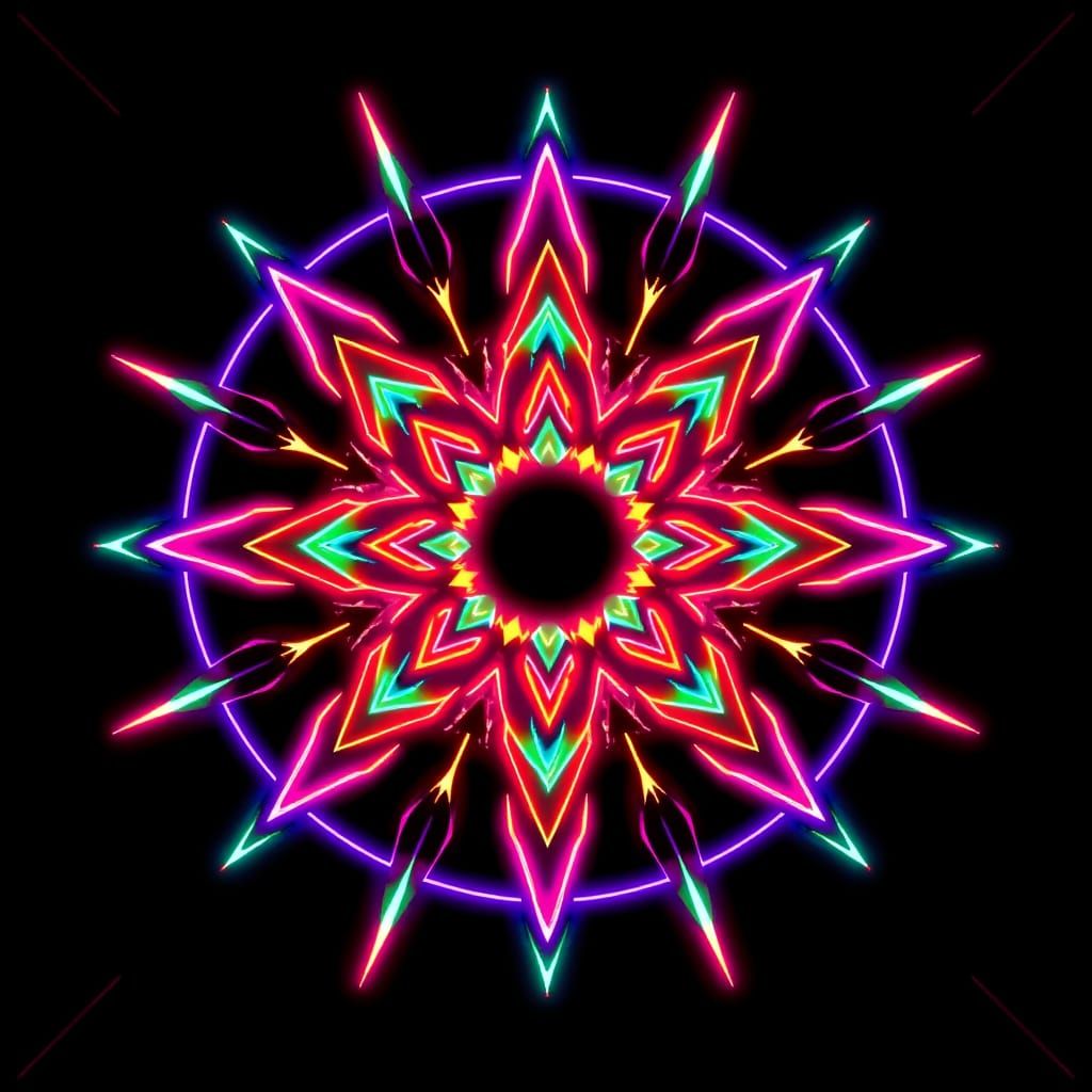 Neon Ornament Design in 80s Pop Art Style