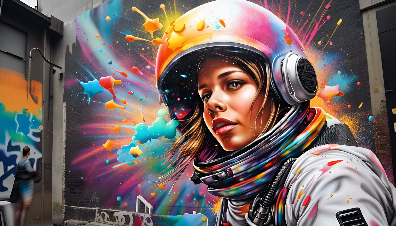 Girls in Space Suits Under Shooting Stars