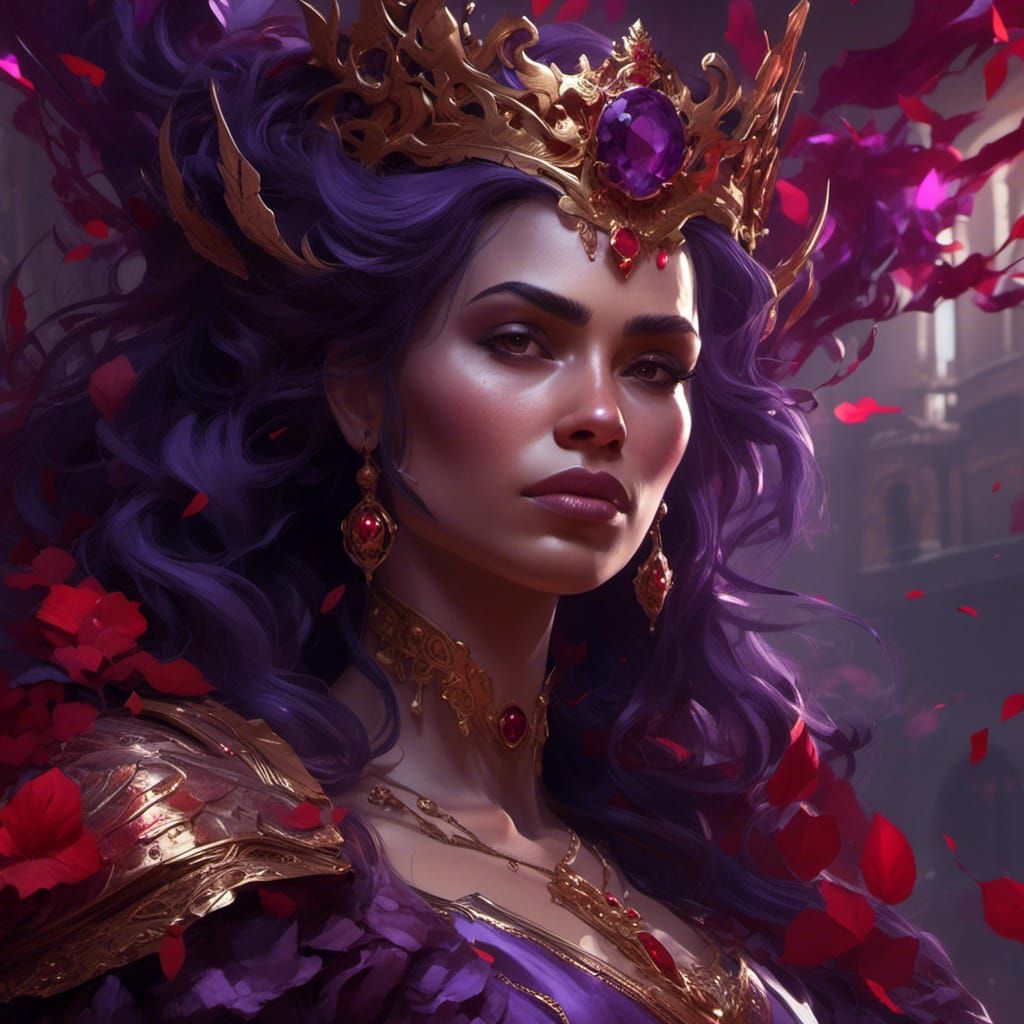 Dark Queen Portrait in Hyperdetailed Digital Art Style