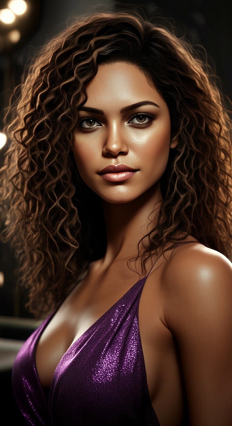 Brazilian Supermodel in Purple Gown: Hyperrealistic Glamour ...