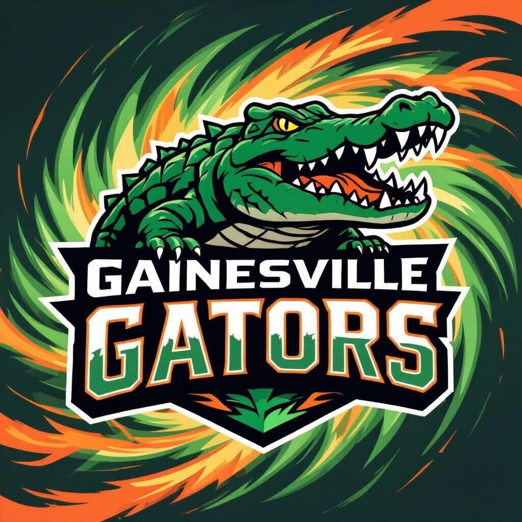 Gainesville Gators Football Logo with Fierce Alligator